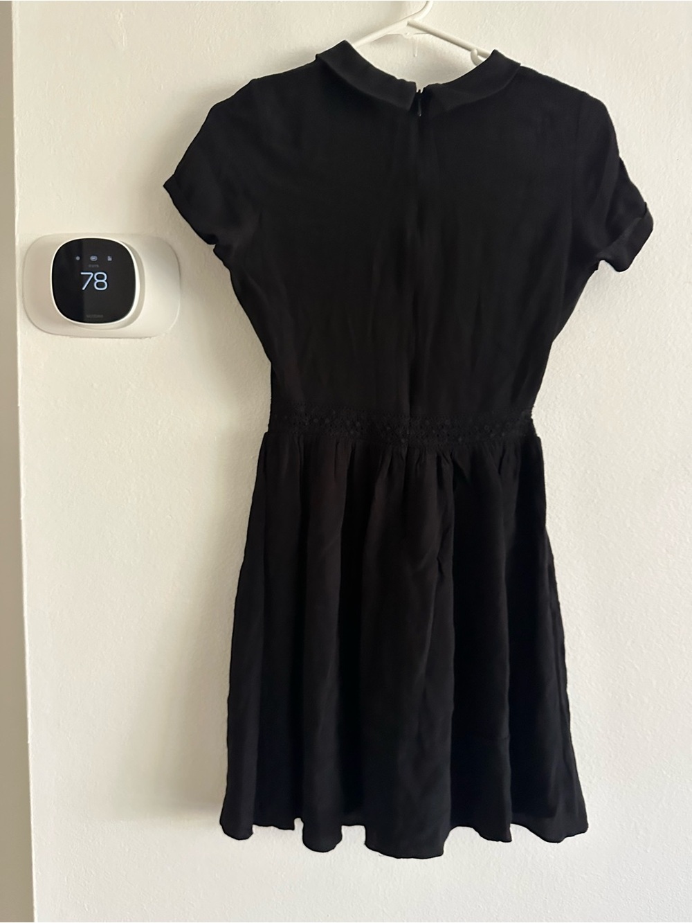 Maje Black Short-Sleeve Peter Pan Collar Dress 1